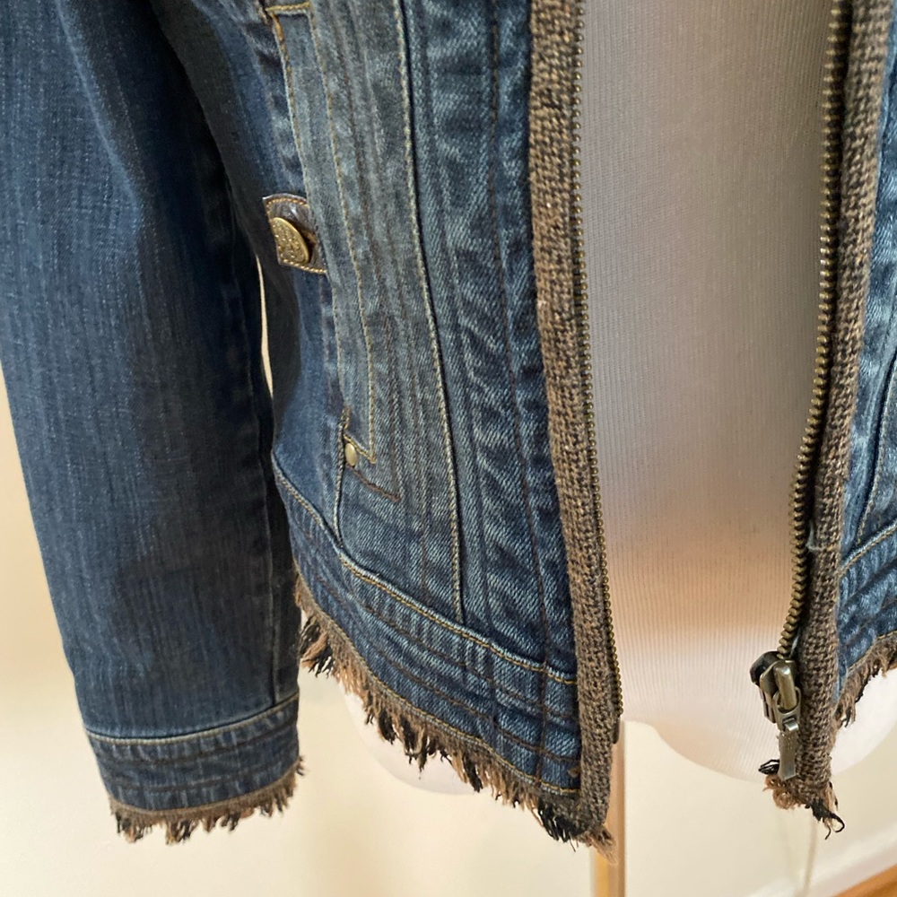 CAbi Jean Jacket with Fringe Trim Size S Style 620 - Picture 3 of 9
